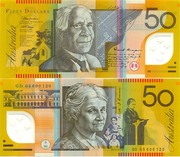 2 банкноты по 50 австралийских долларов
