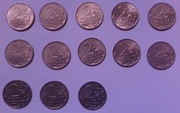 Монеты 2 рубля 2001 года с Гагариным,  2 рубля 2000 года с городами